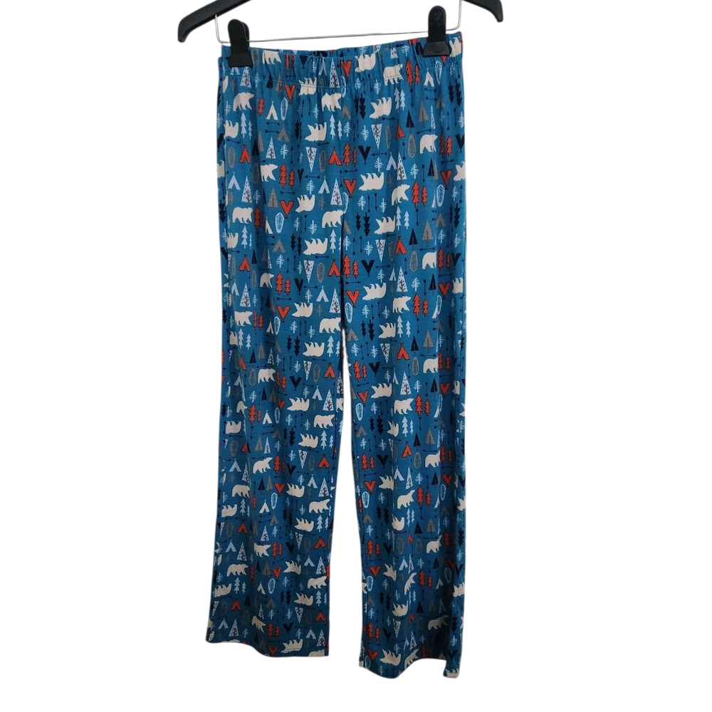 Eddie Bauer Kids Blue Pajama Pants with Bear and Tree Design Size L 14-16